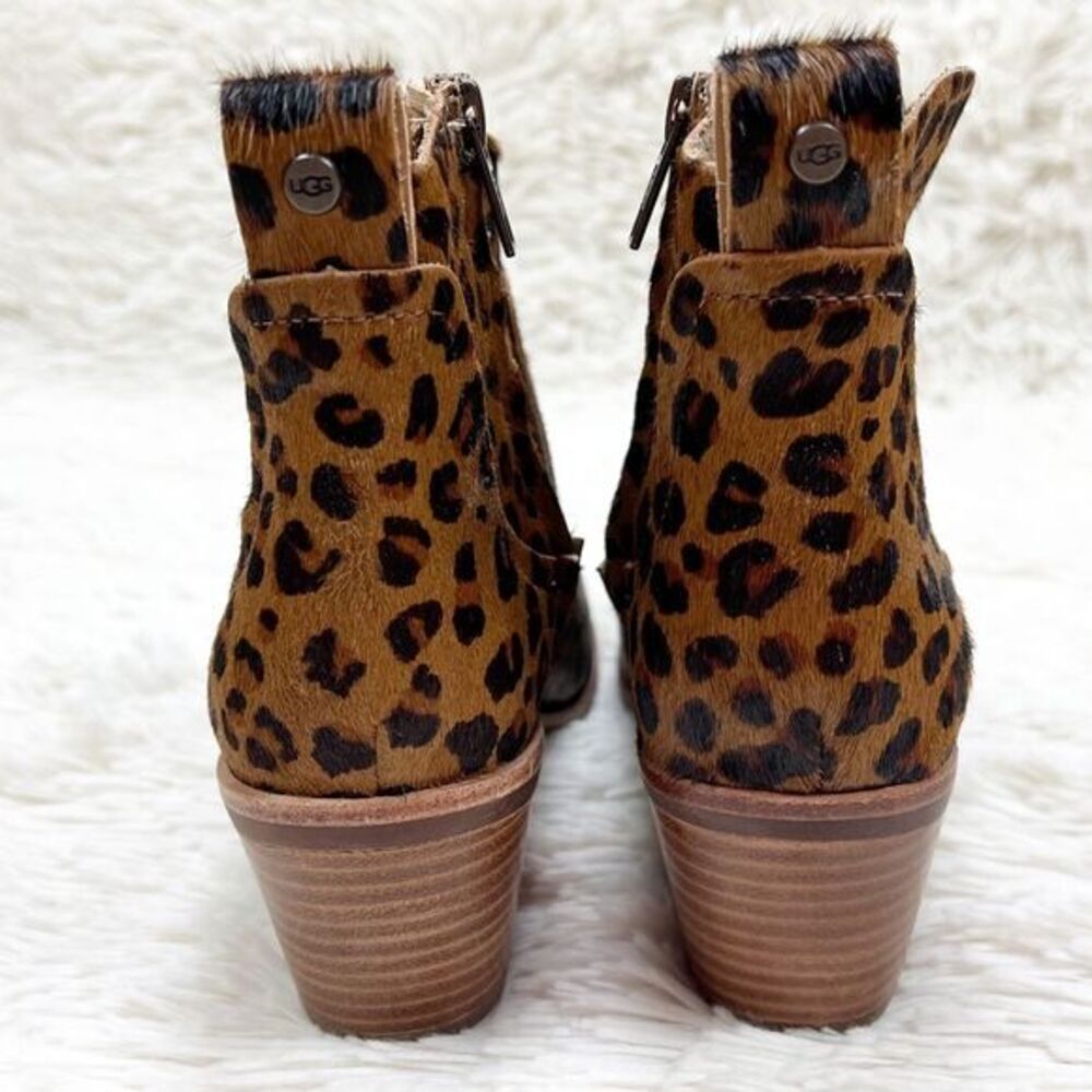 UGG Kingsburg Leopard Ankle Boot Bootie Block Heel Size 6 - Picture 7 of 8